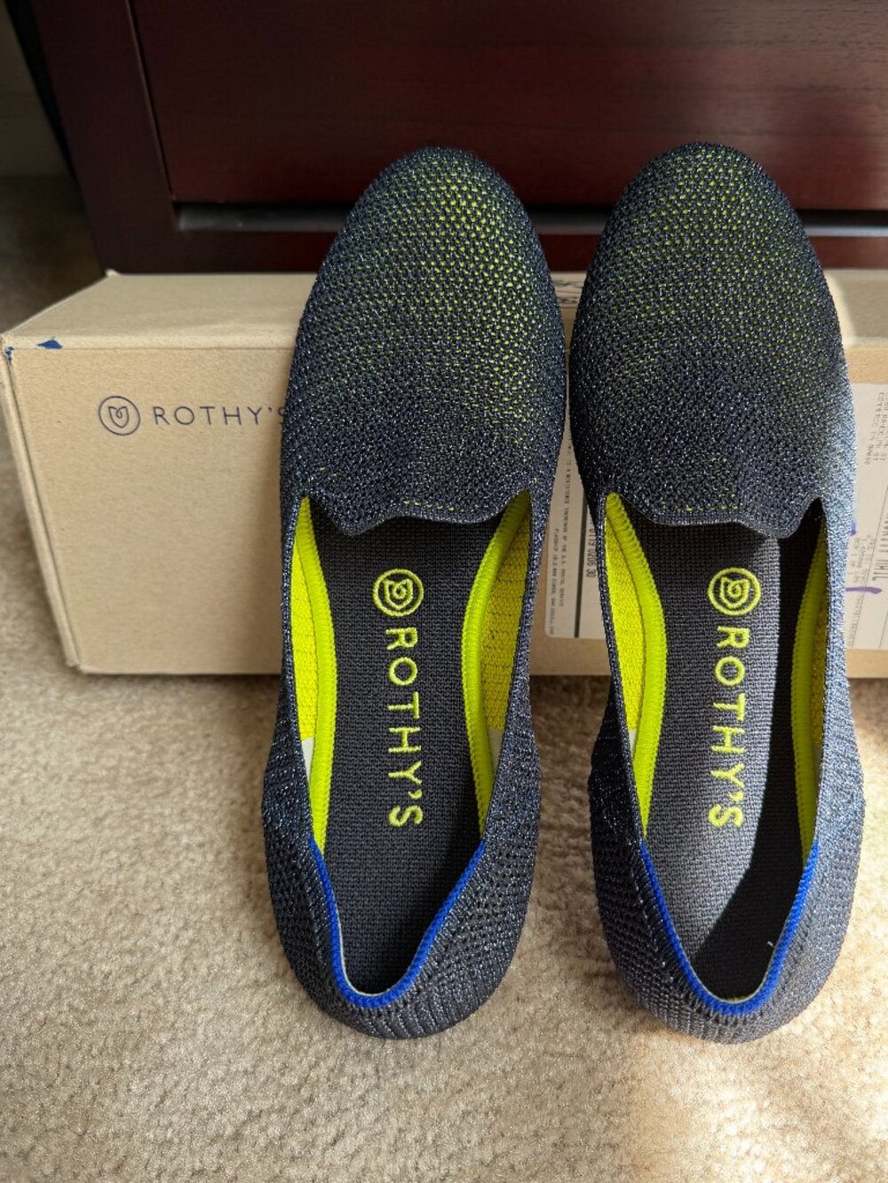 Rothy's Sparkle Navy Blue Loafers